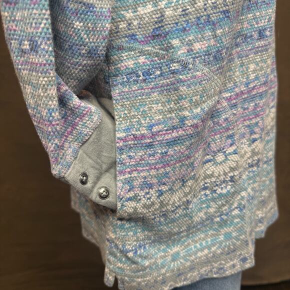 J. Jill Fair Isle Thermal Waffle Knit L/S Top Petite S Boat Neck 185292 Pockets - Picture 4 of 8